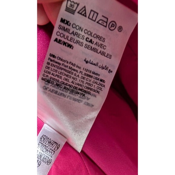 Chico's Hot Pink Topper Jacket Bracelet Sleeve Size 12 14 - Picture 8 of 13